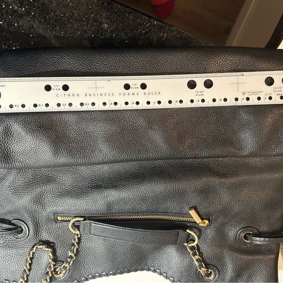 Tory Burch Marion Black Pebbled Leather Whipstitch Tote MSRP $595 Now $103 - Picture 10 of 15